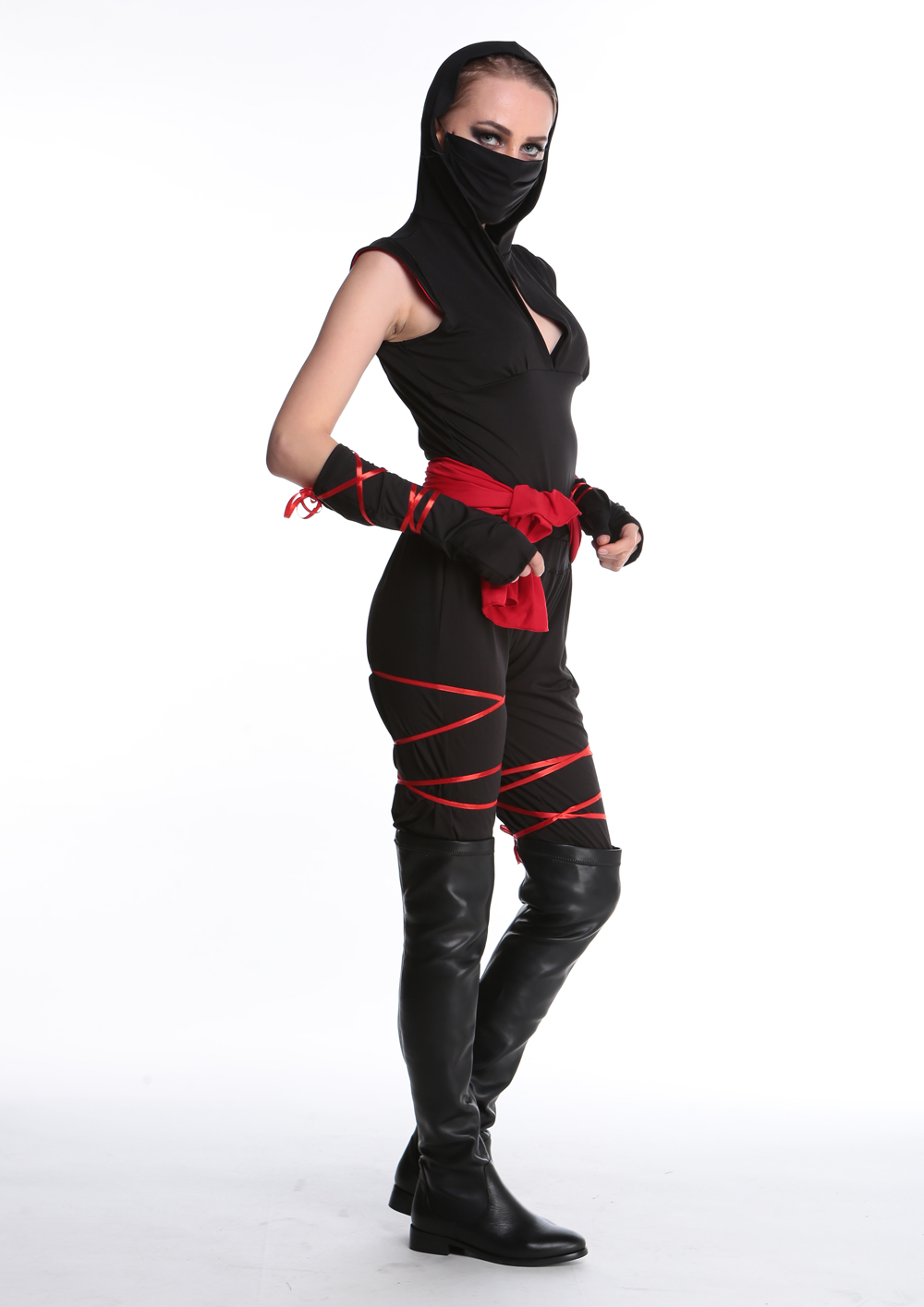 F1708 Sexy Women Warrior Costume   Mouth-Muffle   Top   Pants  Gloves  Belt